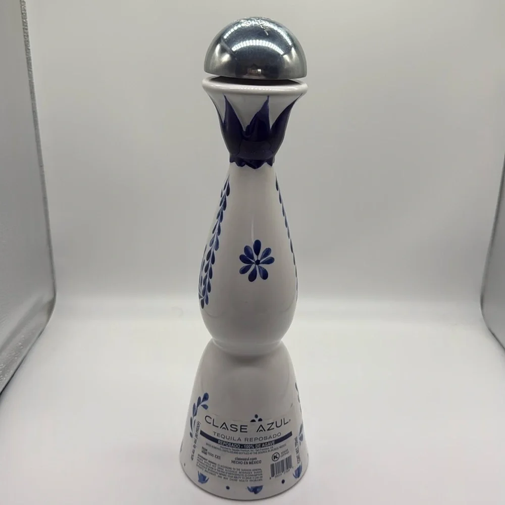 Clase Azul Reposado 750ml Tequila Empty Blue & White Bottle.